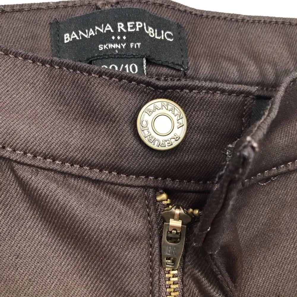 Banana Republic Factory Brown Barn Red Waxed Denim Skinny Fit Jeans